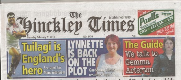 Hinckley Times fron page
